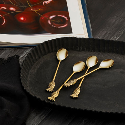 Pine apple Gold Dessert Spoon Set Of 4
