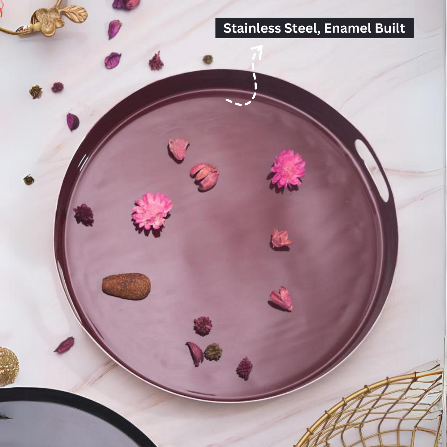 Burgundy Stainless Steel Tray
