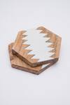 50% Baswara Marble Hexagon And Wood 4 Pcs Coasters