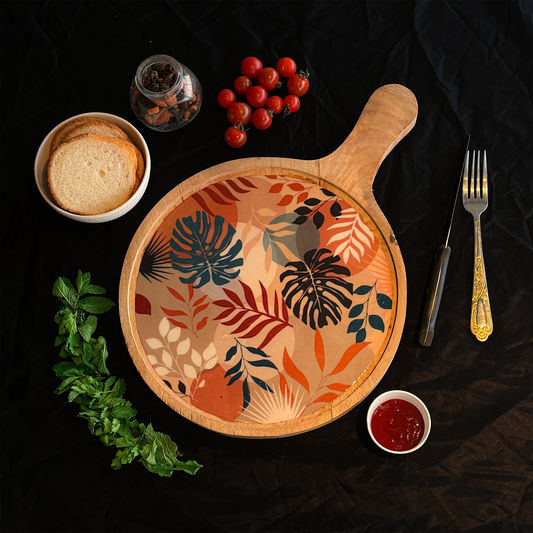 Tropical Leaf Print Pizza Platter