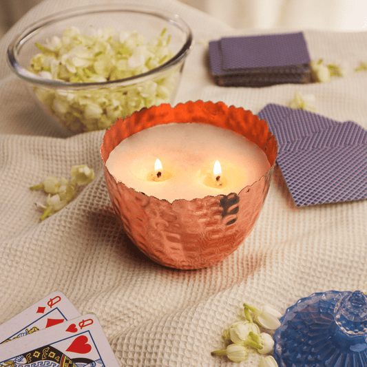 Gold Iron Textured Rose Fragrance Candle - Single Pc