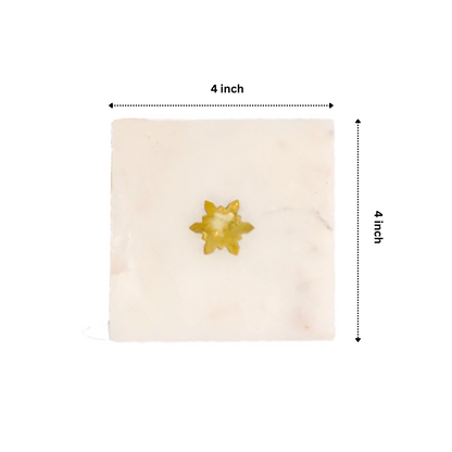 White & Gold Square Marble Coasters (Set of 4)