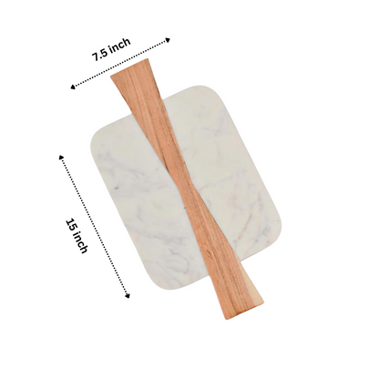 White Marble & Wood Platter