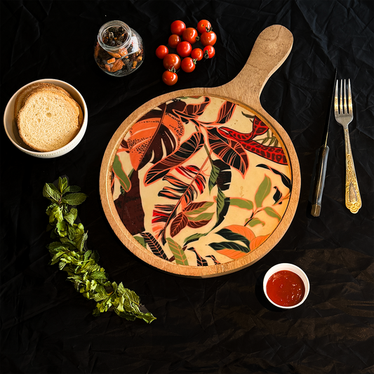 Floral Leaf Print Pizza Platter