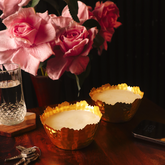 Gold Steel Textured Fragrance Candle - Single Pc