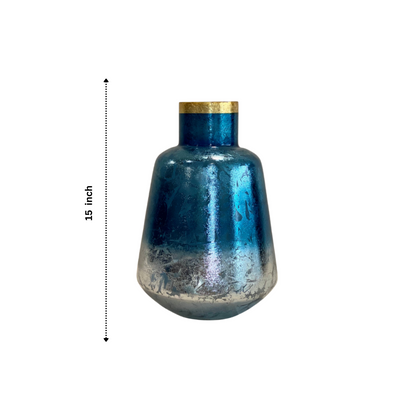 Blue Glass Metallic Vase