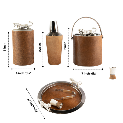 Brown Leather Solid Bar Set