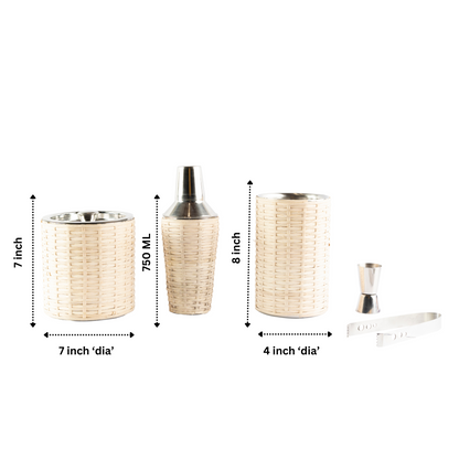 Brown Ratten Wire Cocktail Bar Set
