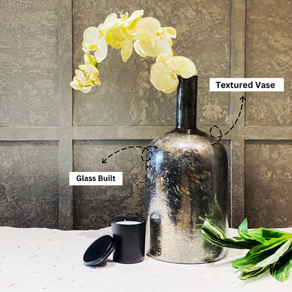 Grey Glass Textured Cylindrical Vase