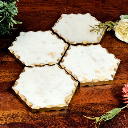 White Banswara Marble Coasters (Set of 4)