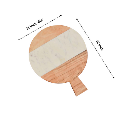 White Baswara Marble Colorblock Round Shaped Platter