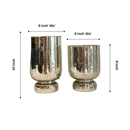 Silver Glass Vintage Antique Vase - Set Of 2