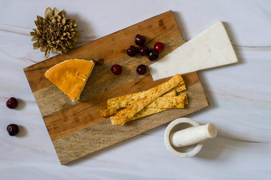 Brown Marble & Wood Cheese Platter