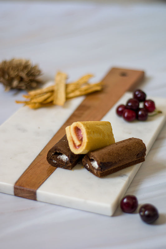 White Marble & Wood Rectangle Platter