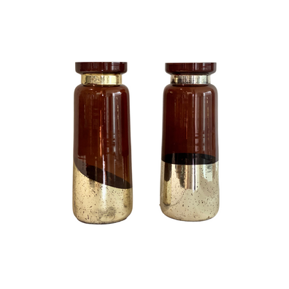 Brown & Gold Glass Vase (Set of 2)