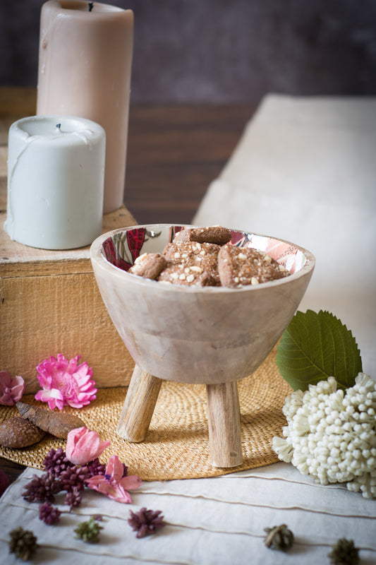 White Handcrafted Wooden Salad Bowl