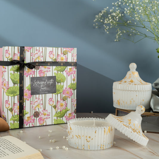 White Glass Abstract Pattern Candle