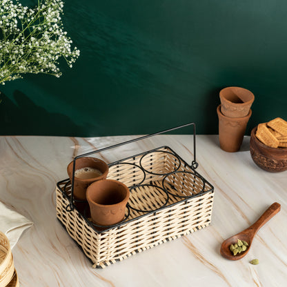 Brown Ratten Wire Handcrafted Chai Holder
