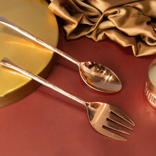 Brown Steel Solid Handcrafted Server Set
