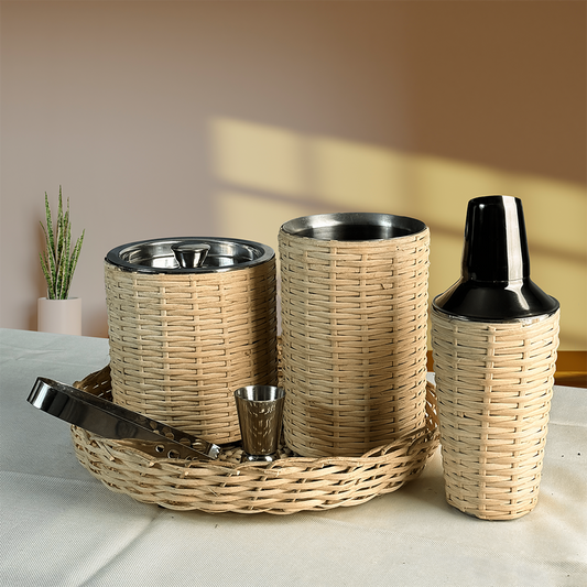 Brown Ratten Wire Cocktail Bar Set