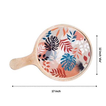 Tropical Leaf Print Pizza Platter